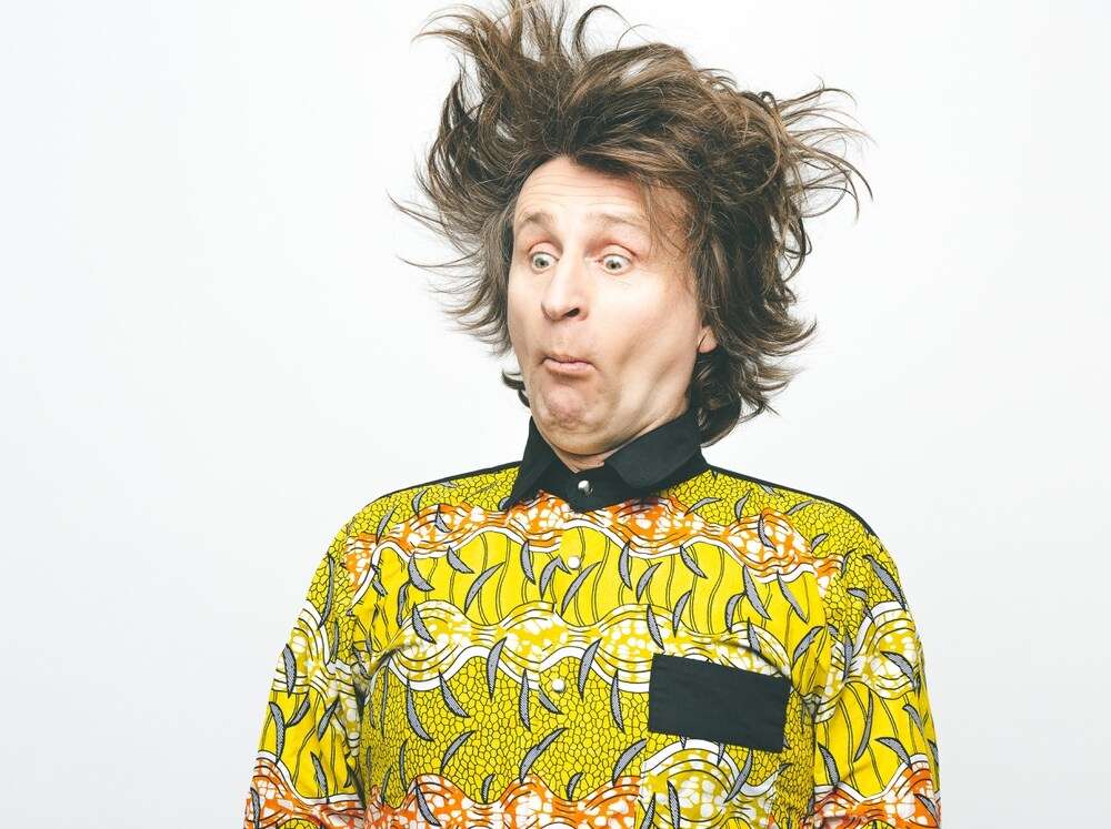 Promotional image for comedian Milton Jones appearing at Corn Hall Diss.