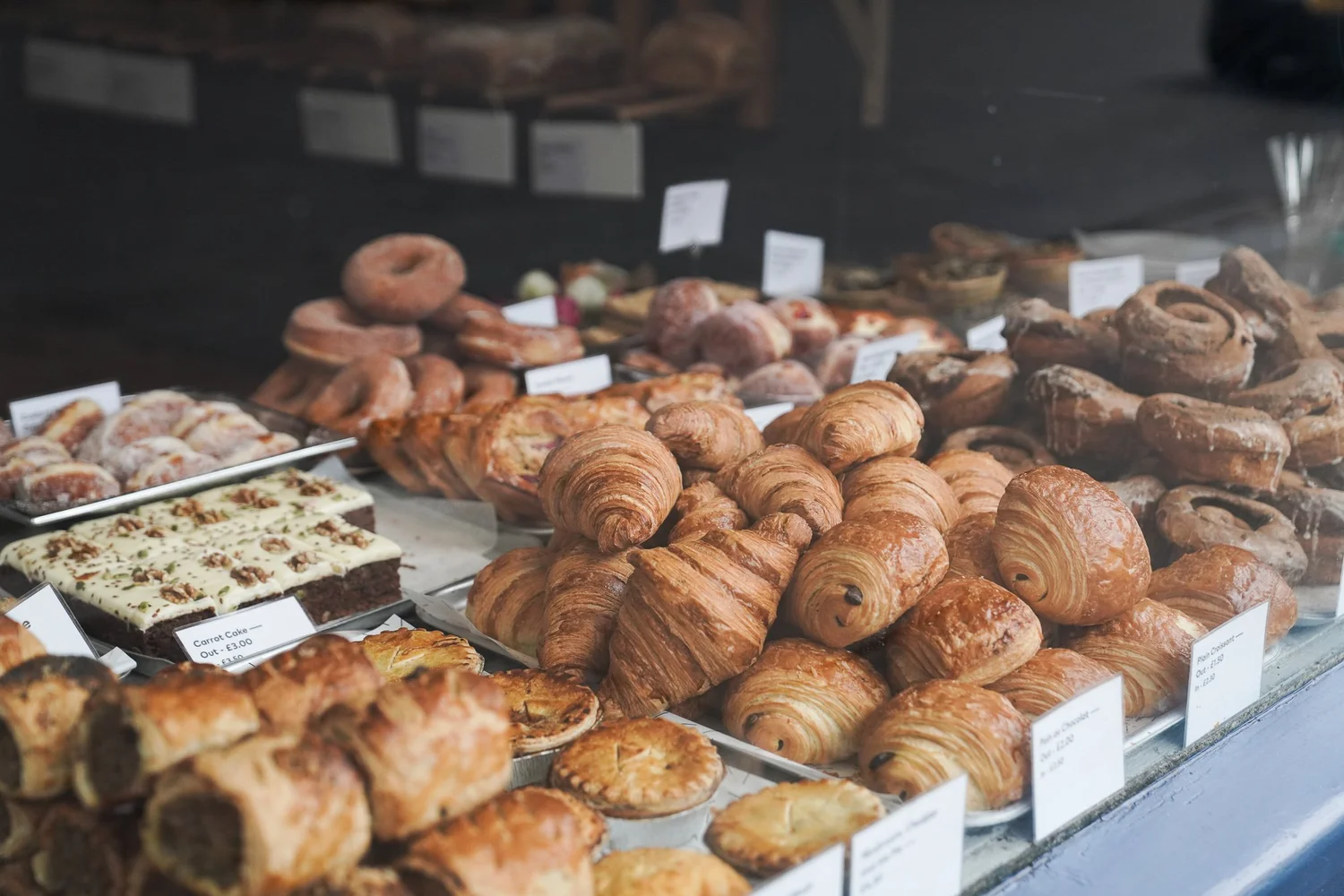 Selection of pastries displayed at the Dial House home to Bread Source Reepham